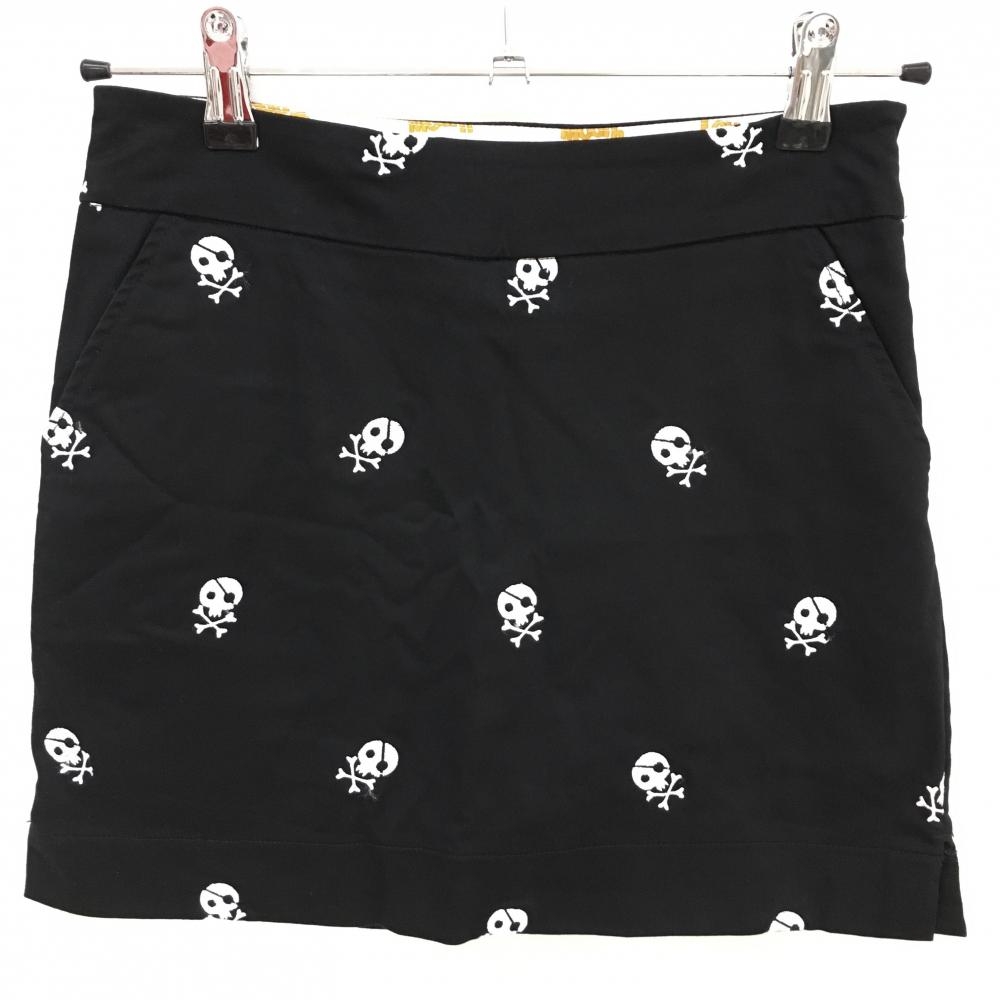 【超美品】ラウドマウス スカート 黒×白 スカル柄 内側インナーパンツ レディース 0(M) ゴルフウェア LOUDMOUTH