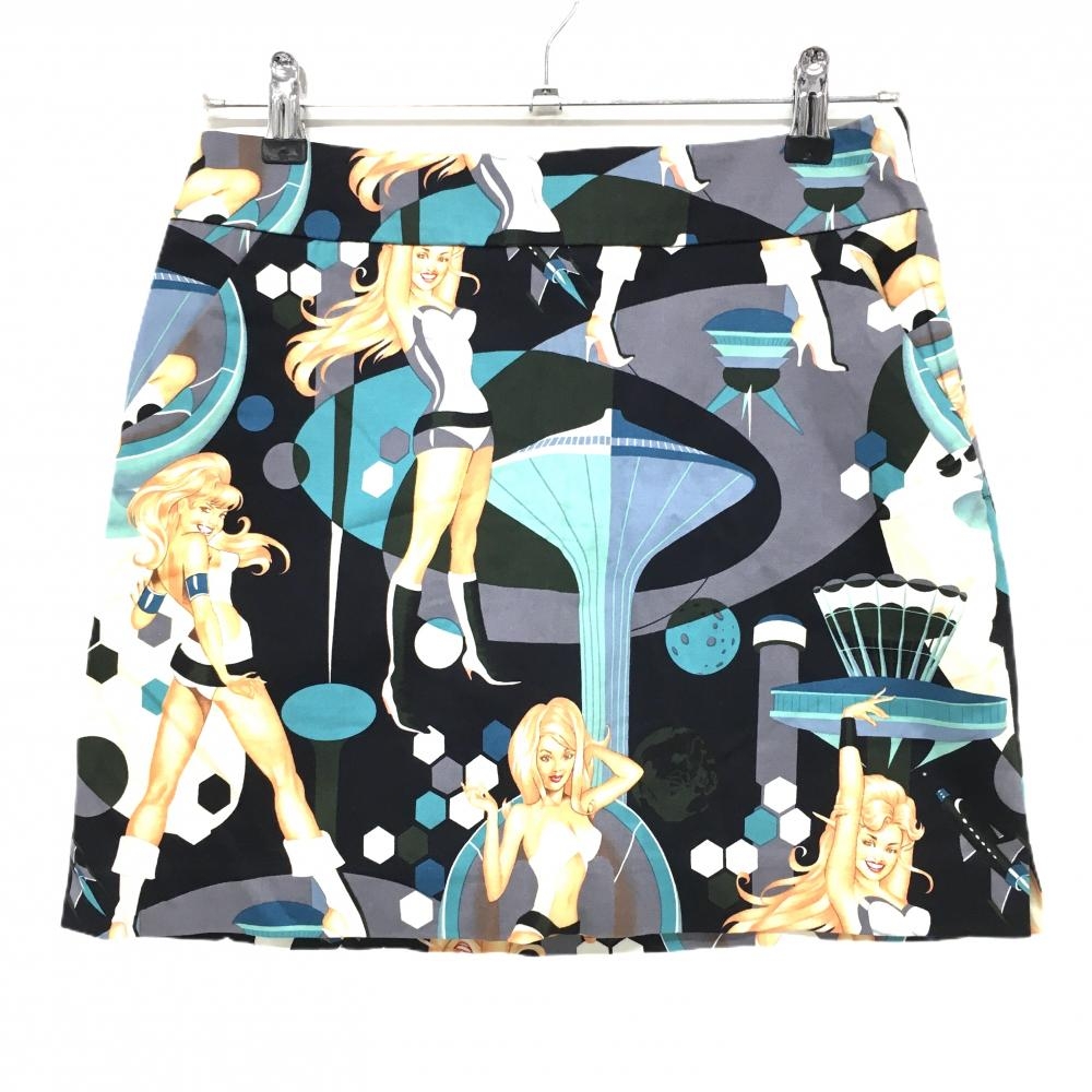 ラウドマウス スカート 黒×ベージュ 女性柄 バックロゴ  レディース US-4(XL) ゴルフウェア LOUDMOUTH