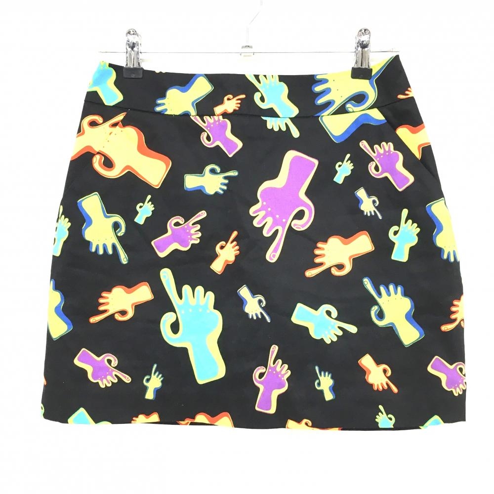 【美品】ラウドマウス スカート 黒×マルチカラー ハンド柄 バックロゴ  レディース US-4(XL) ゴルフウェア LOUDMOUTH
