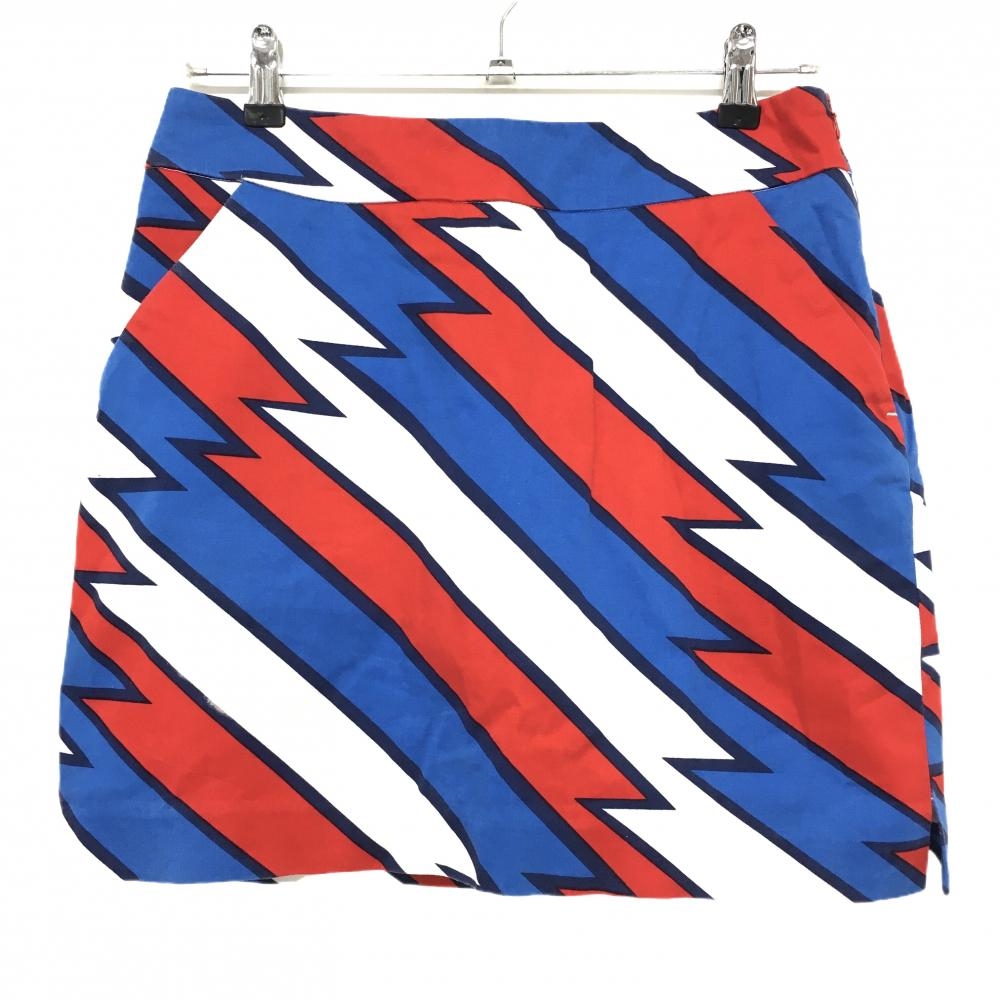 ラウドマウス スカート ブルー×レッド×白 総柄 内側インナーパンツ レディース US-4(XL) ゴルフウェア LOUDMOUTH
