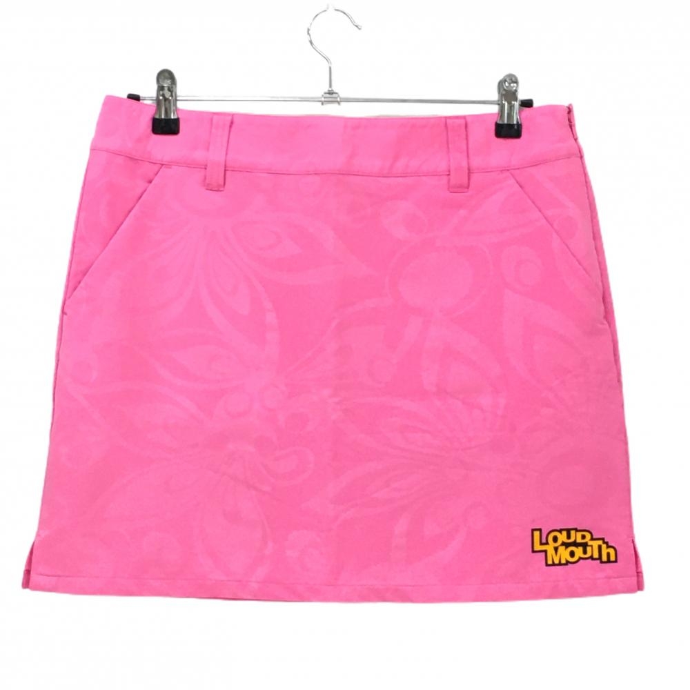 【美品】ラウドマウス スカート ピンク×ライトピンク シャガデリック ロゴプリント  レディース LL ゴルフウェア LOUDMOUTH