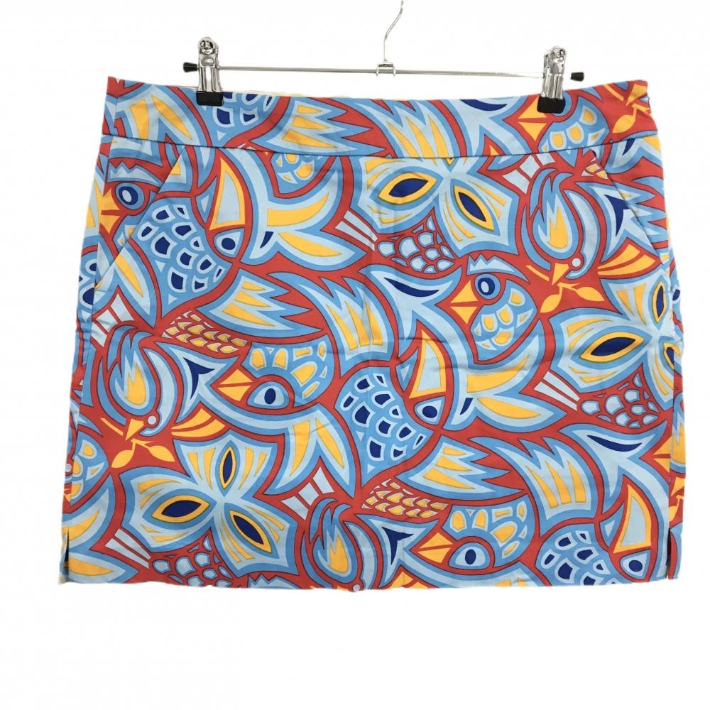 【超美品】ラウドマウス スカート ブルー×レッド ニワトリ総柄  レディース US-14 ゴルフウェア 大きいサイズ LOUDMOUTH