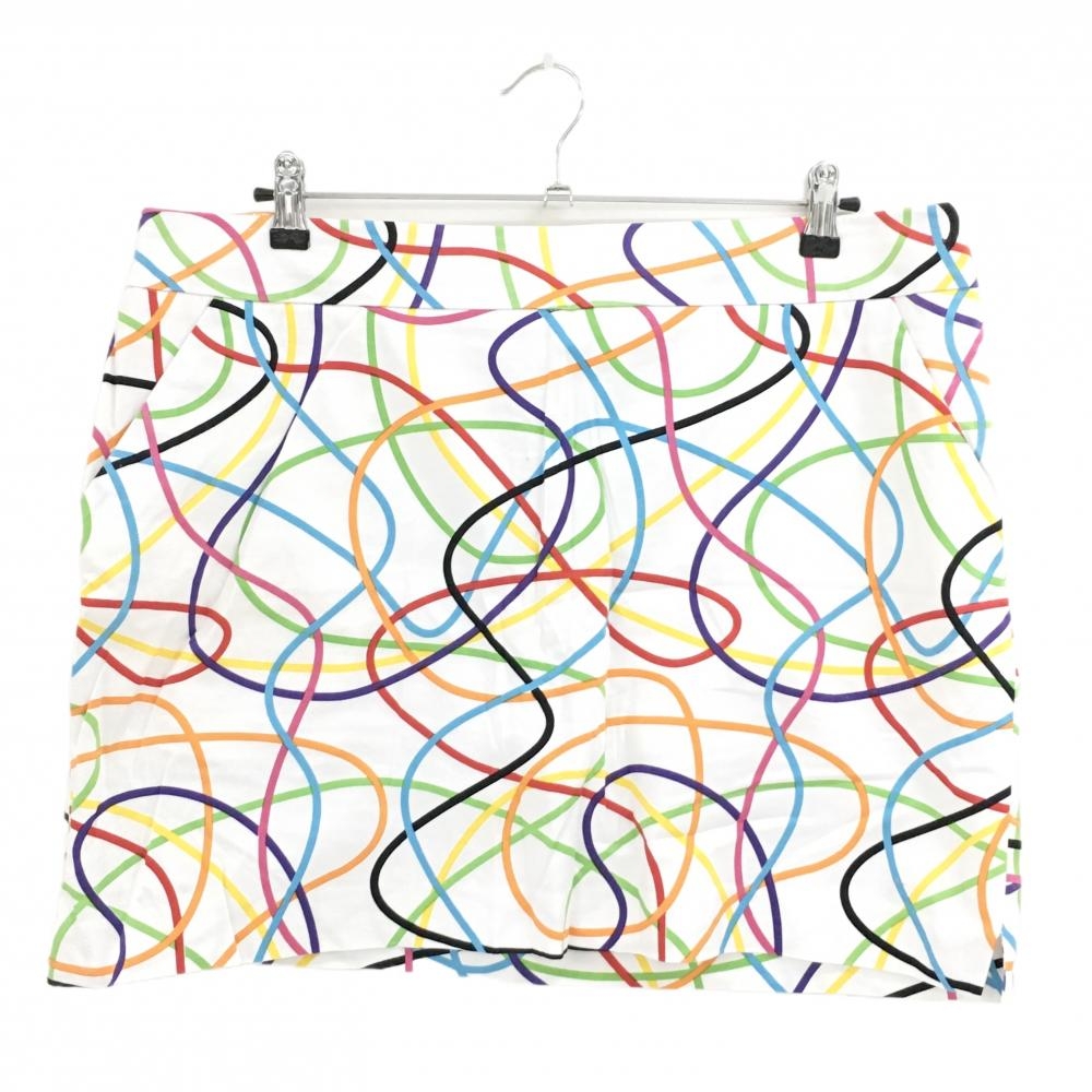 ラウドマウス スカート 白×マルチカラー 総柄 ロープ ロゴ刺しゅう  レディース US-16 ゴルフウェア 大きいサイズ LOUDMOUTH