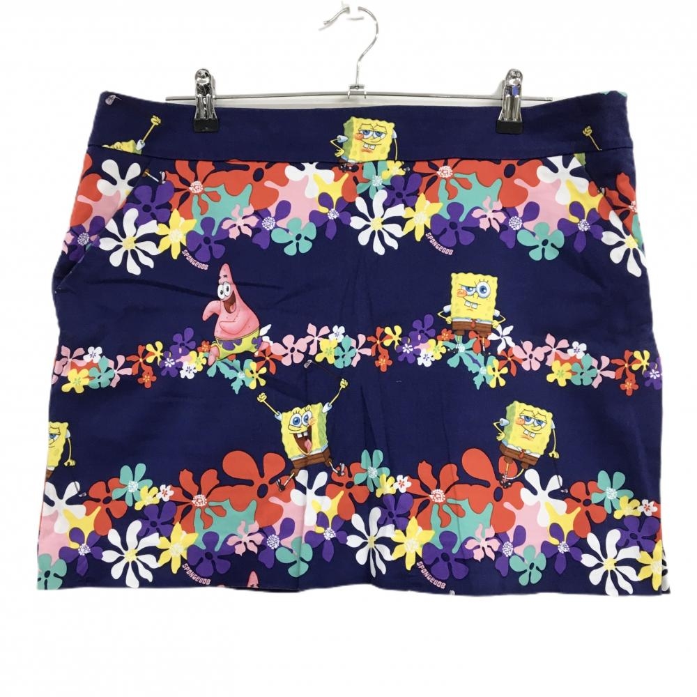 ラウドマウス スカート ネイビー×マルチカラー スポンジボブ柄 内側インナーパンツ  レディース US-14 ゴルフウェア LOUDMOUTH