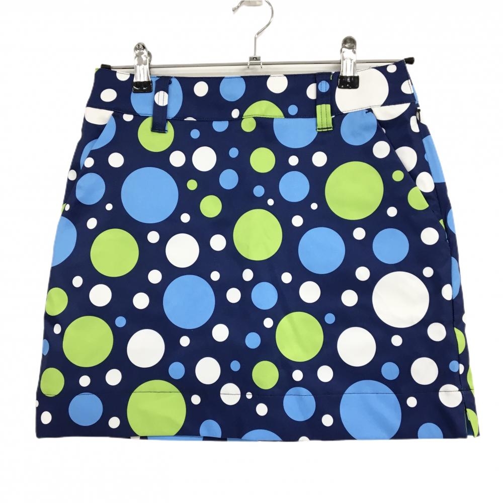 【美品】ラウドマウス スカート ネイビー×ライトブルー×ライトグリーン ドット フィズ ストレッチ レディース M ゴルフウェア LOUDMOUTH