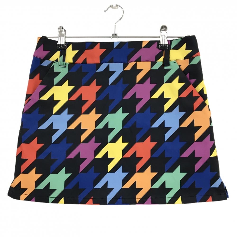 【超美品】ラウドマウス スカート 黒×マルチカラー 千鳥格子 ラズルダズルブラック ストレッチ レディース M ゴルフウェア LOUDMOUTH