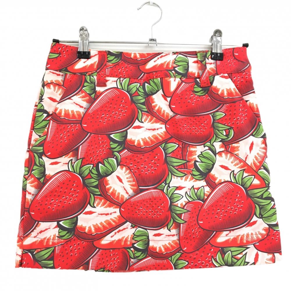 【超美品】ラウドマウス スカート レッド×グリーン ビンテージストロベリーズ柄 バックロゴ レディース S ゴルフウェア LOUDMOUTH