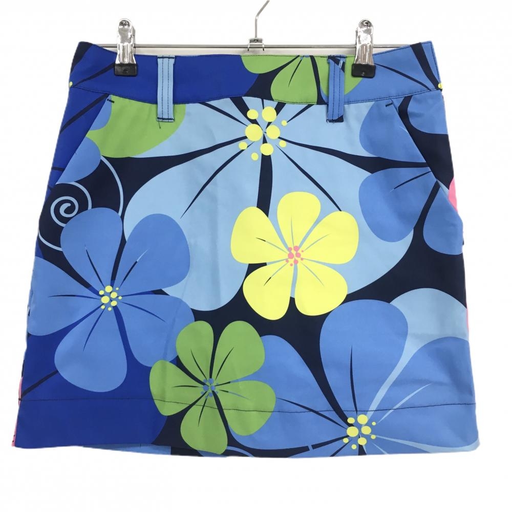 【超美品】ラウドマウス スカート ライトブルー×イエロー ワイルドフラワー 花総柄  レディース M ゴルフウェア LOUDMOUTH