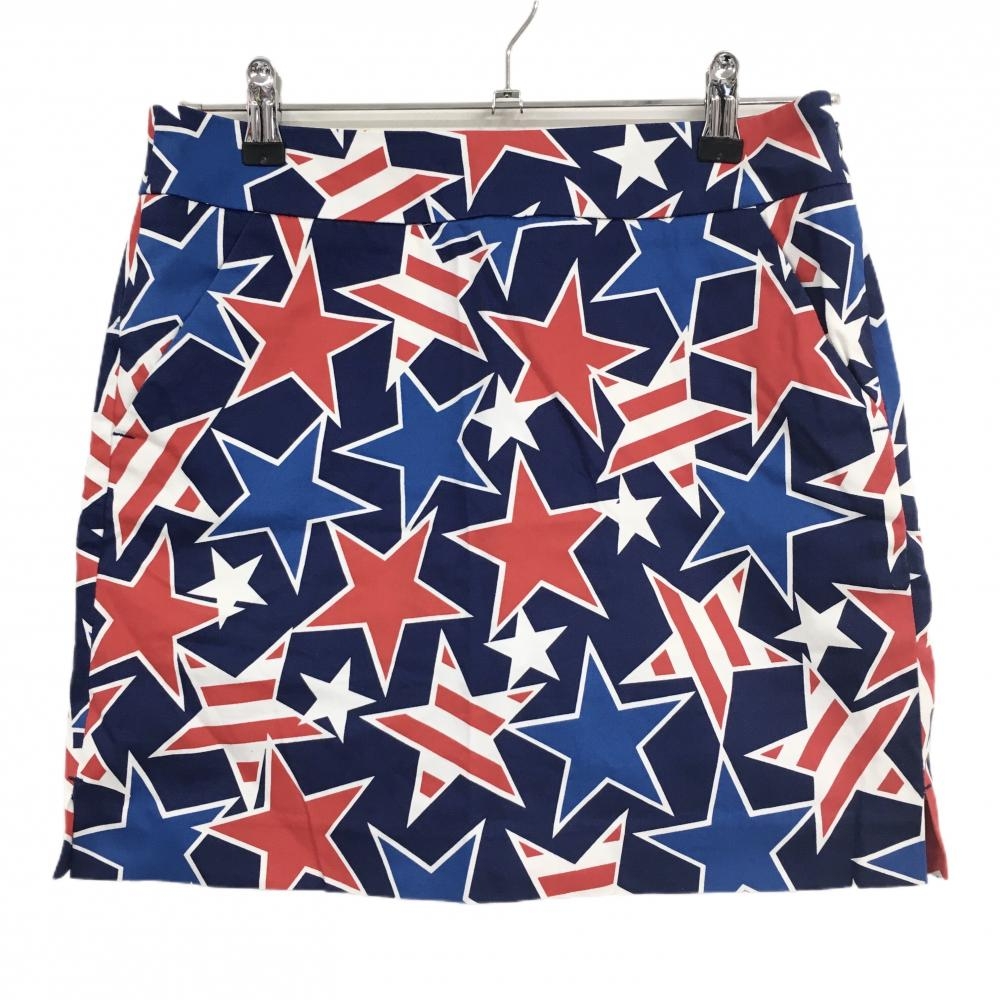 ラウドマウス スカート ネイビー×レッド スタースタッディド 星 内側インナーパンツ  レディース L ゴルフウェア LOUDMOUTH
