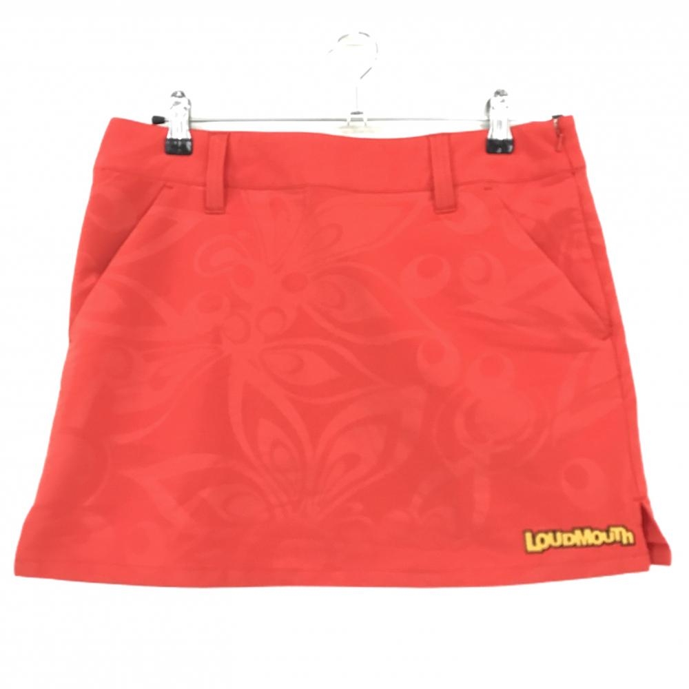 【超美品】ラウドマウス スカート レッド シャガデリック地模様 バックロゴ  レディース L ゴルフウェア LOUDMOUTH