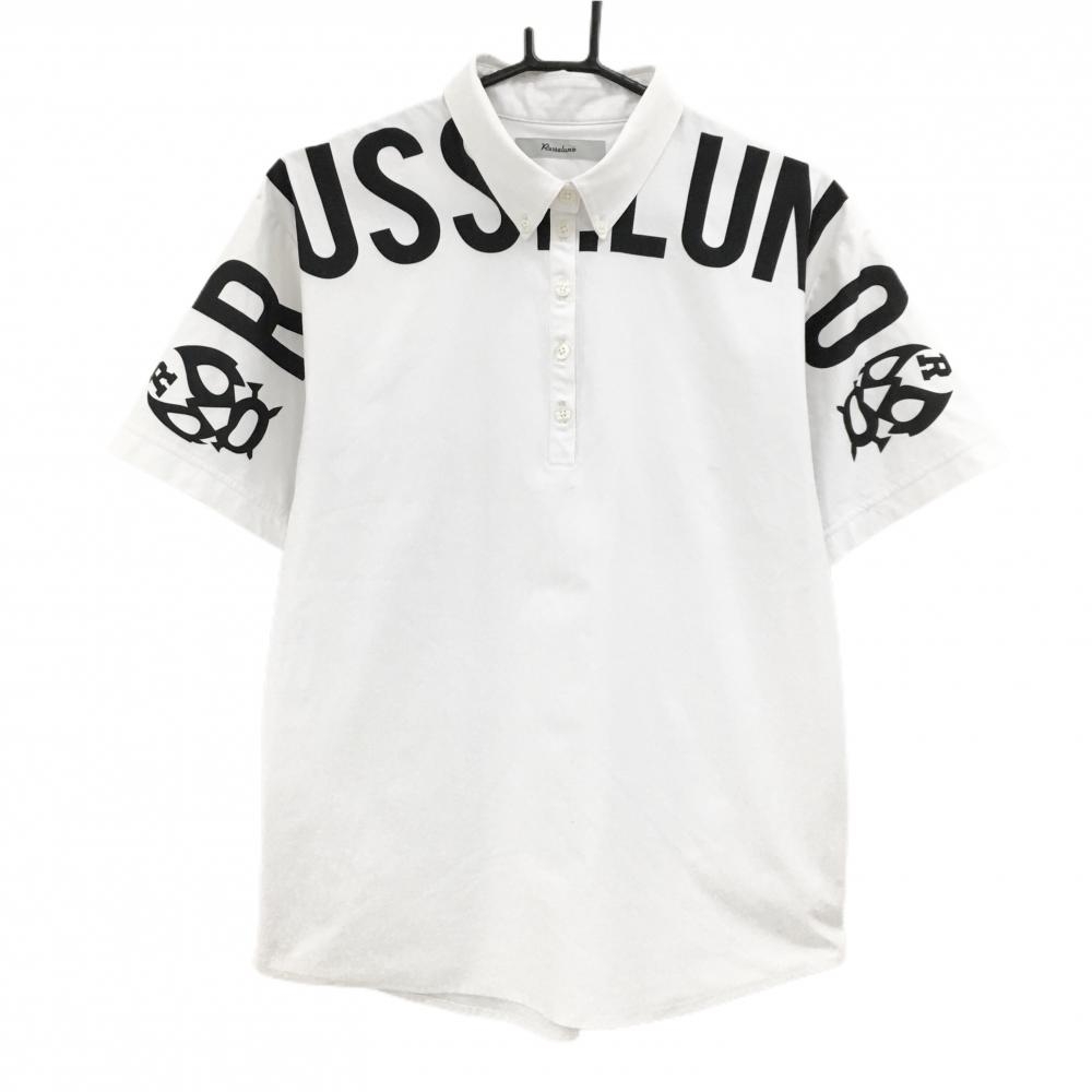 ラッセルノ 半袖ポロシャツ 白×黒 ルチャマスク ボタンダウン オーバーサイズ レディース 1(M) ゴルフウェア RUSSELUNO