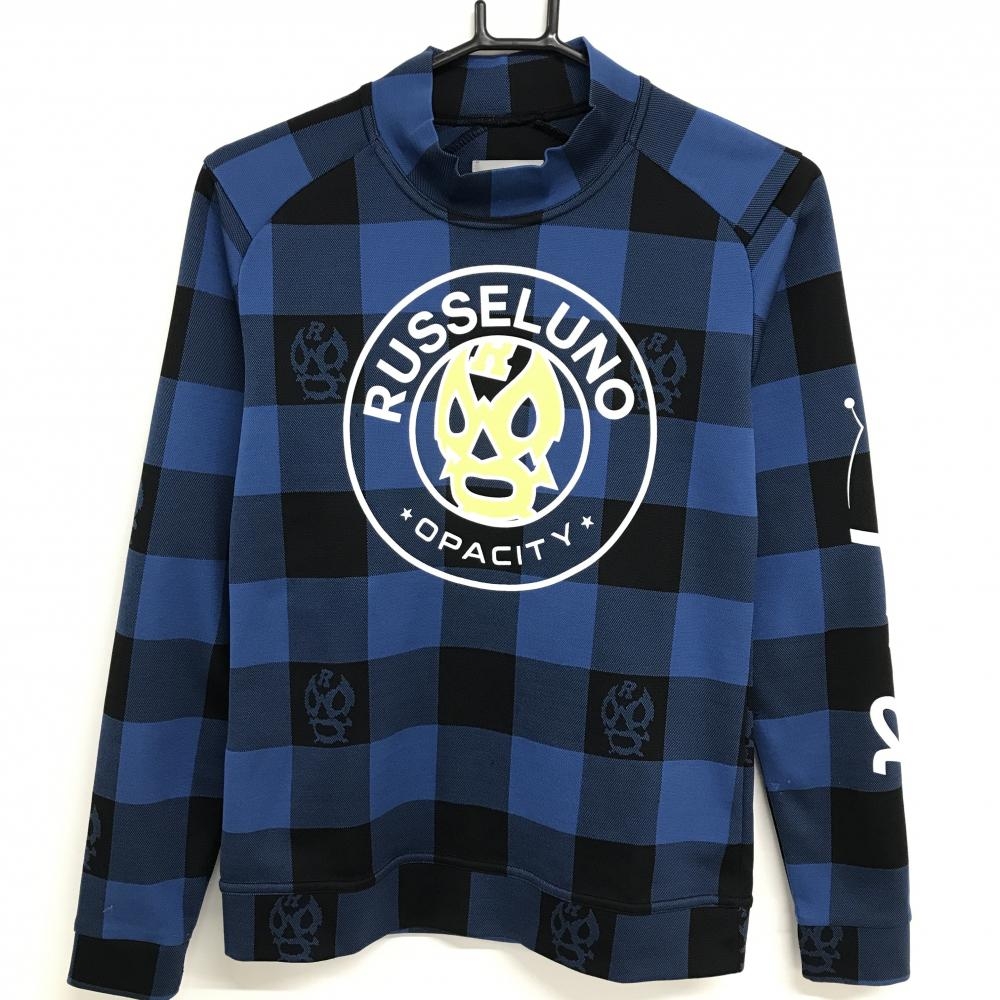 ラッセルノ 長袖ハイネックシャツ ブルーネイビー系×黒 チェック ルチャ レディース 1(M) ゴルフウェア RUSSELUNO