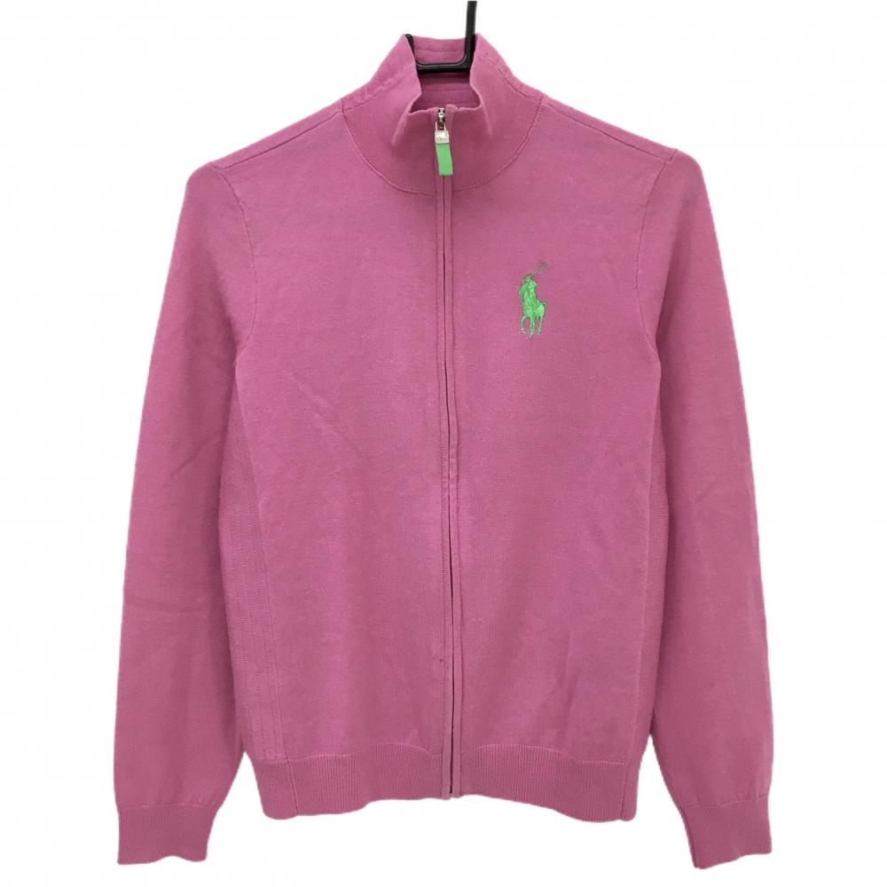ラルフローレン ニットジャケット ピンク ポニー刺しゅう レディース S ゴルフウェア Ralph Lauren