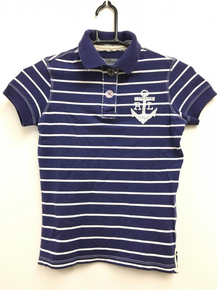 Polo Jeans Company ポロジーンズカンパニー ラルフローレン 半袖ポロシャツ ネイビー 白 ボーダー ビーズ レディース S ゴルフ R11 中古ゴルフウェア通販サイトreonard レオナード