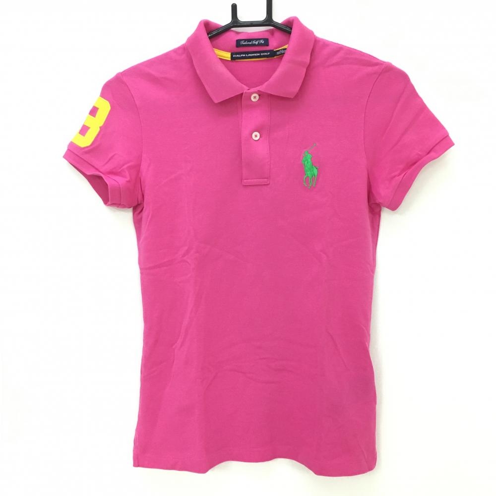 【美品】ラルフローレンゴルフ 半袖ポロシャツ ピンク ポニー刺しゅう レディース XS ゴルフウェア Ralph Lauren