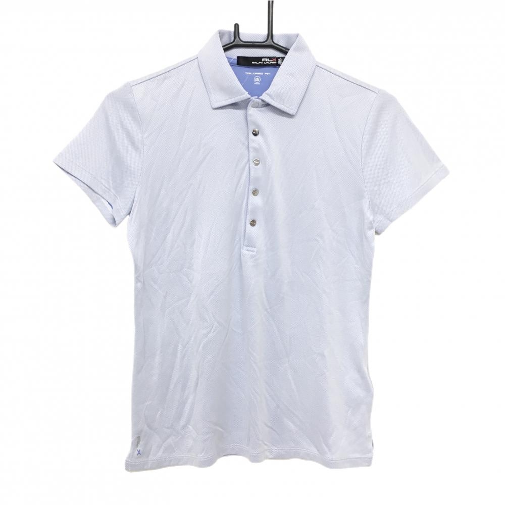 【美品】RLXラルフローレン 半袖ポロシャツ ライトブルー 地模様 スナップボタン レディース SP ゴルフウェア Ralph Lauren
