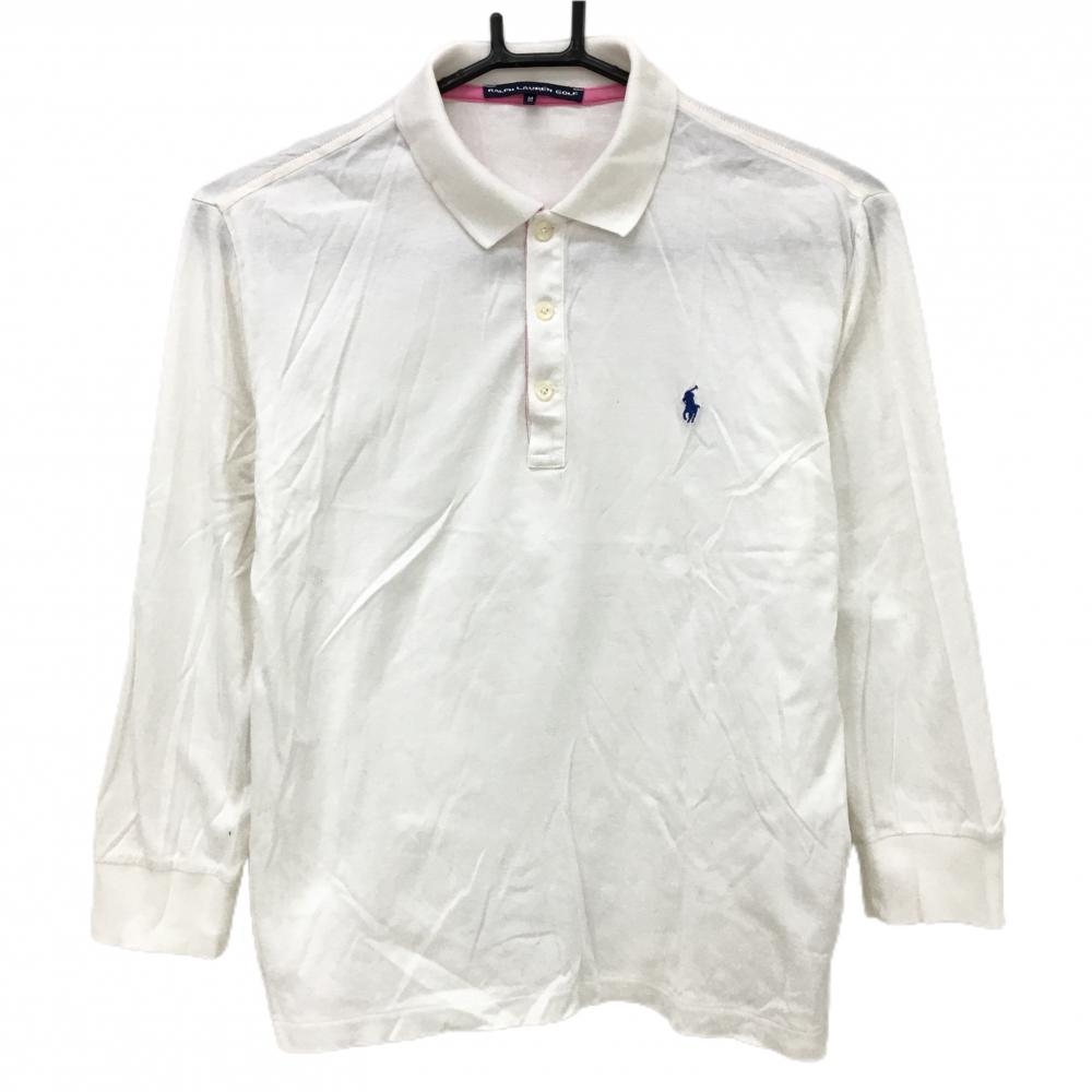 ラルフローレンゴルフ 七分袖ポロシャツ 白 ポニー刺しゅう レディース M ゴルフウェア Ralph Lauren