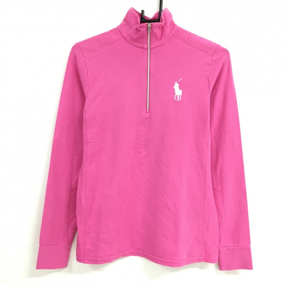 ポロゴルフ 長袖ハイネックシャツ ピンク ポニー刺しゅう ハーフジップ  レディース S ゴルフウェア Ralph Lauren
