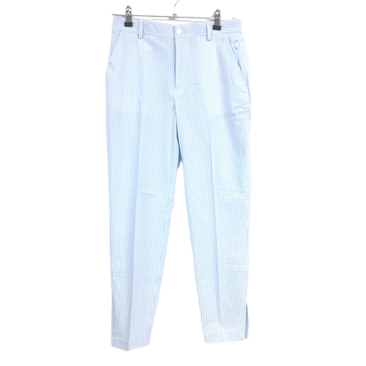 【超美品】RLXラルフローレン パンツ ライトブルー×白 ストライプ サッカー生地  レディース 2(M) ゴルフウェア Ralph Lauren