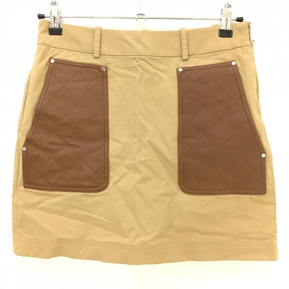 【超美品】ポロゴルフ スカート ライトブラウン×ブラウン 一部羊革 内側インナーパンツ レディース O-150/68A ゴルフウェア Ralph Lauren