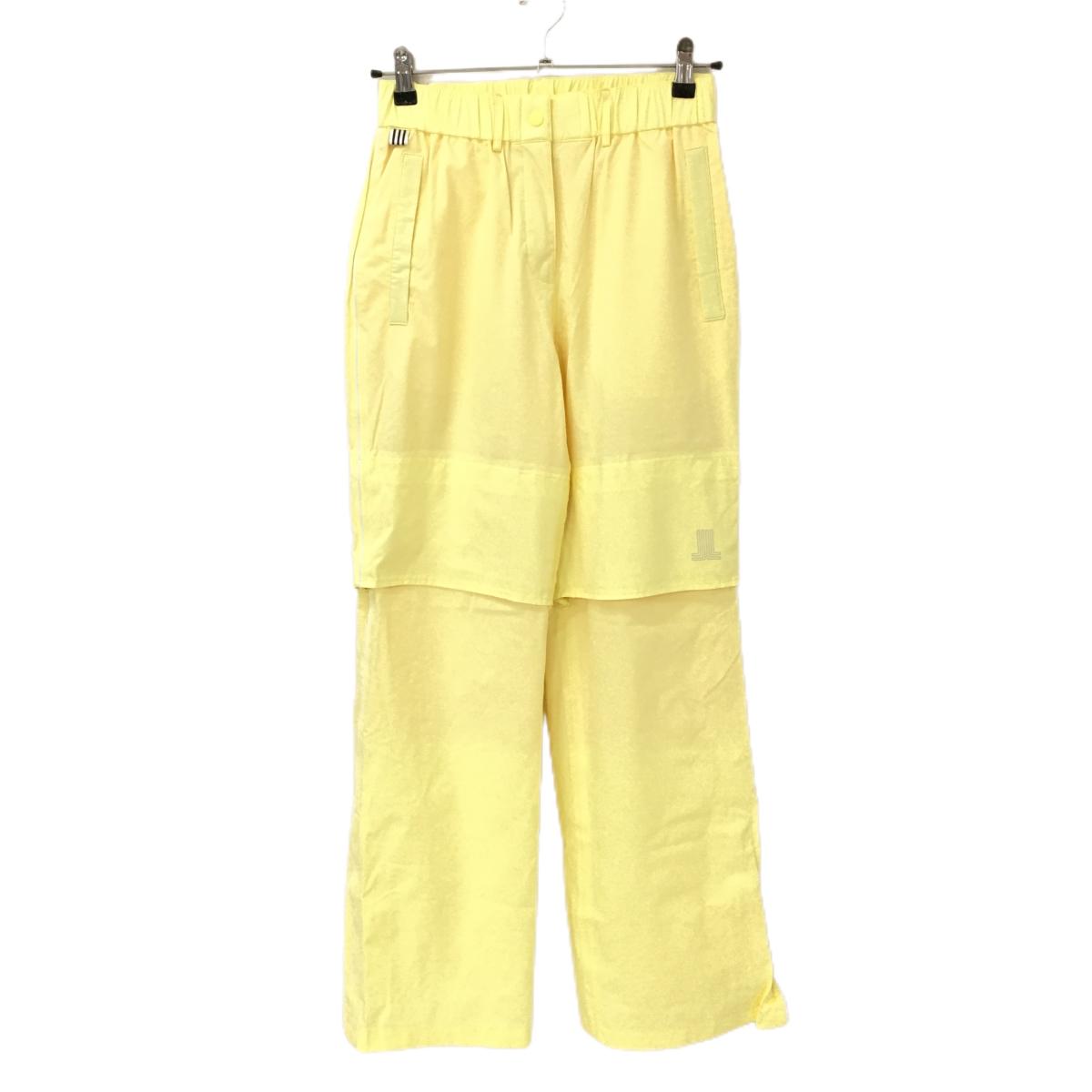 【超美品】ランバンスポール レインパンツ イエロー ひざ上メッシュ裏地 ウエストゴム レディース 38(M) ゴルフウェア LANVIN SPORT