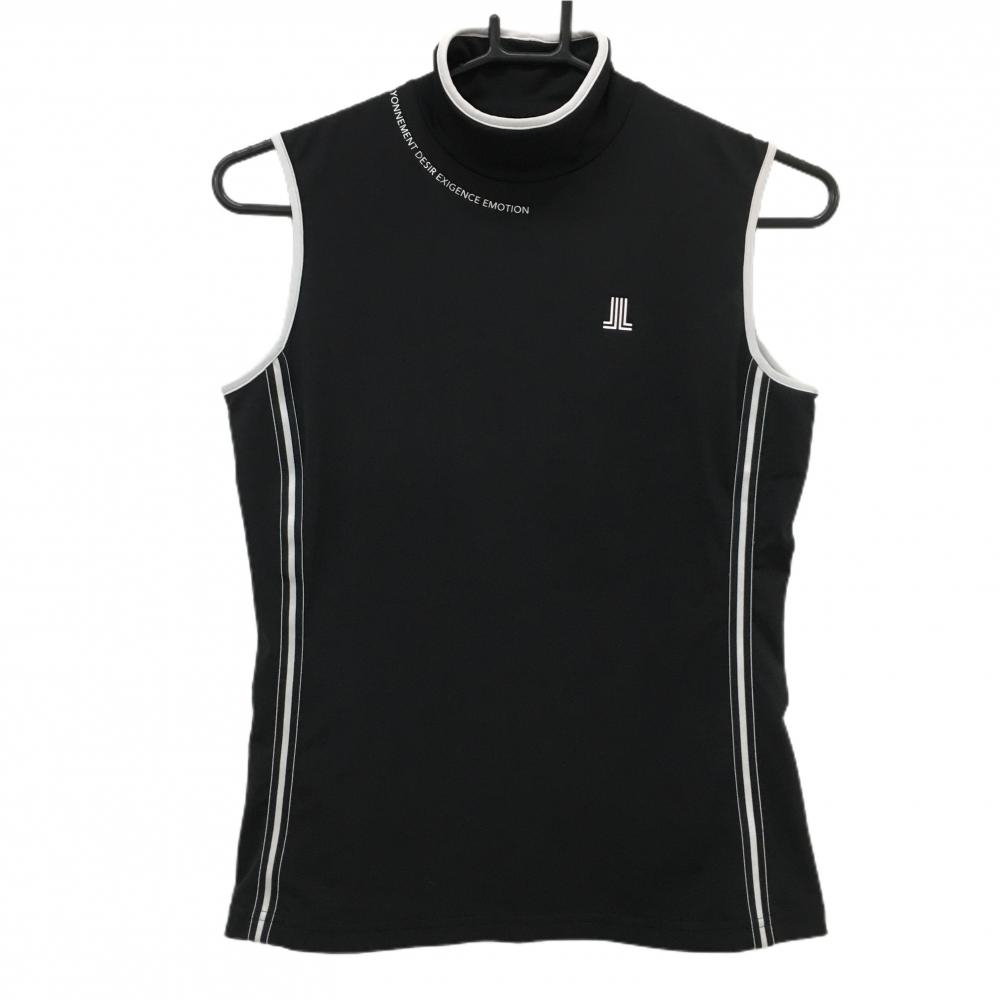 【超美品】ランバンスポール ノースリーブハイネックシャツ 黒×白 パイピング  レディース S ゴルフウェア LANVIN SPORT