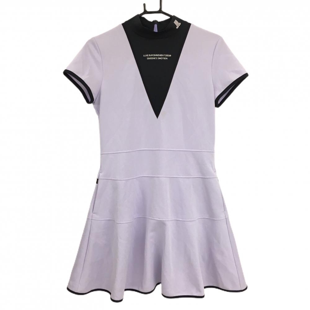 【超美品】ランバンスポール 半袖ハイネックワンピース ライトパープル×黒 レディース L ゴルフウェア 2024年モデル LANVIN SPORT