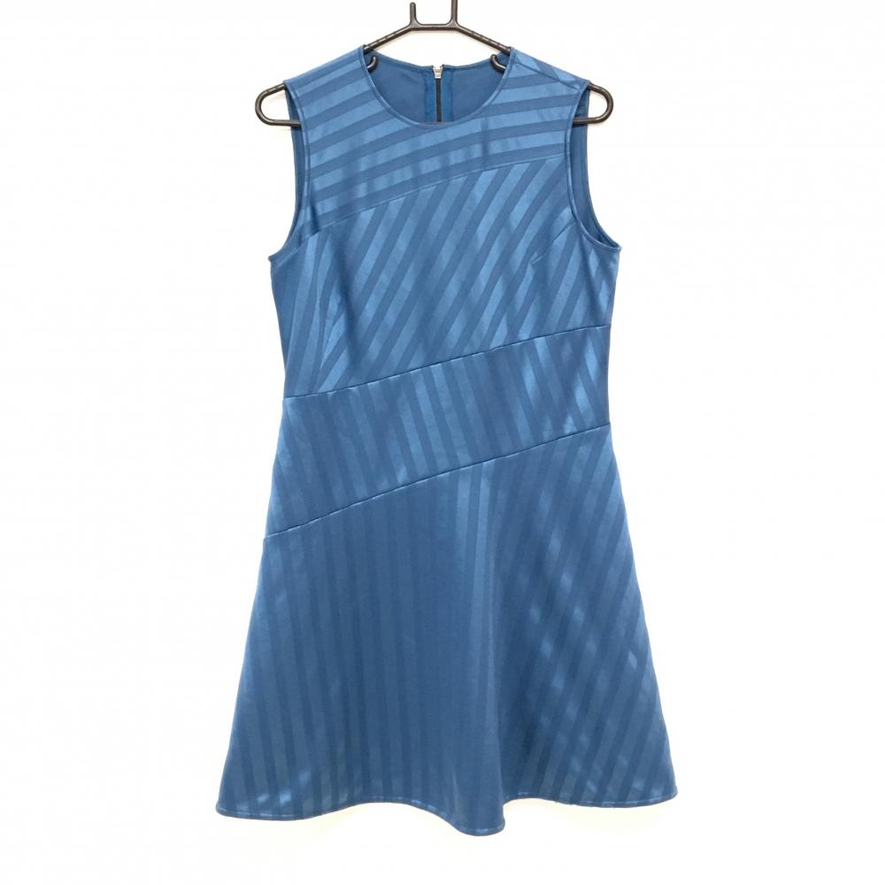 ランバンスポール ノースリーブワンピース ブルー 斜めストライプ ストライプ レディース 40(L) ゴルフウェア LANVIN SPORT