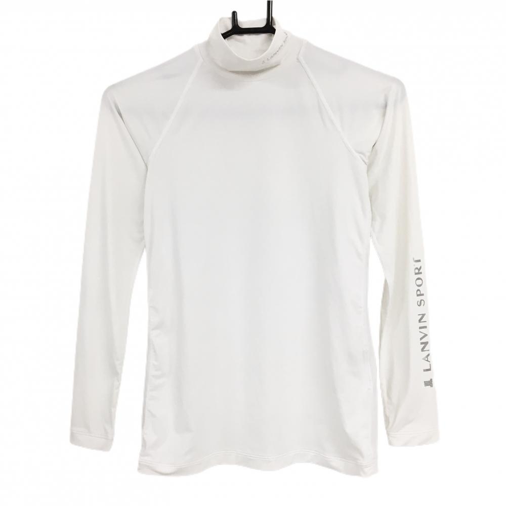 【超美品】ランバンスポール ハイネックインナーシャツ 白 背面メッシュ シルバーロゴ レディース 36(S) ゴルフウェア LANVIN SPORT