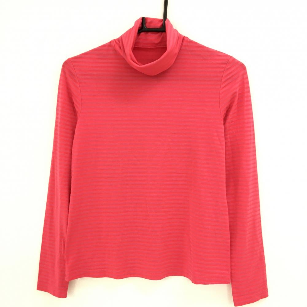 ランバンスポール 長袖タートルネックシャツ レッドピンク系 ボーダー ハイネック  レディース 38(M) ゴルフウェア LANVIN SPORT