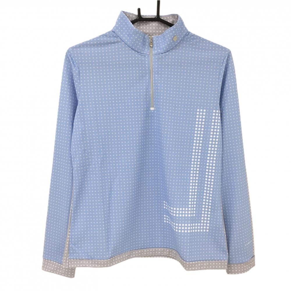 【新品】ランバンスポール 長袖ハイネックシャツ ライトブルー×グレー レディース 42(XL) ゴルフウェア 2025年モデル LANVIN SPORT