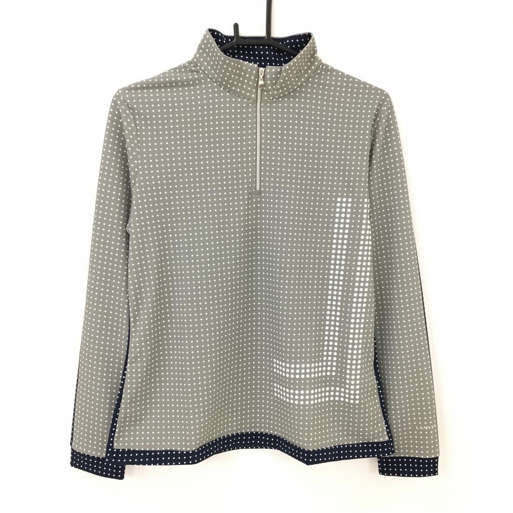 【新品】ランバンスポール 長袖ハイネックシャツ カーキ×ネイビー  レディース 42(XL) ゴルフウェア 2025年モデル LANVIN SPORT