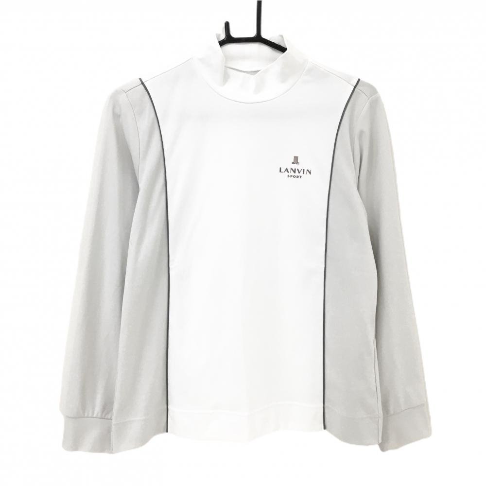 【超美品】ランバンスポール 長袖ハイネックシャツ 白×グレー  レディース 42(XL) ゴルフウェア 2025年モデル LANVIN SPORT