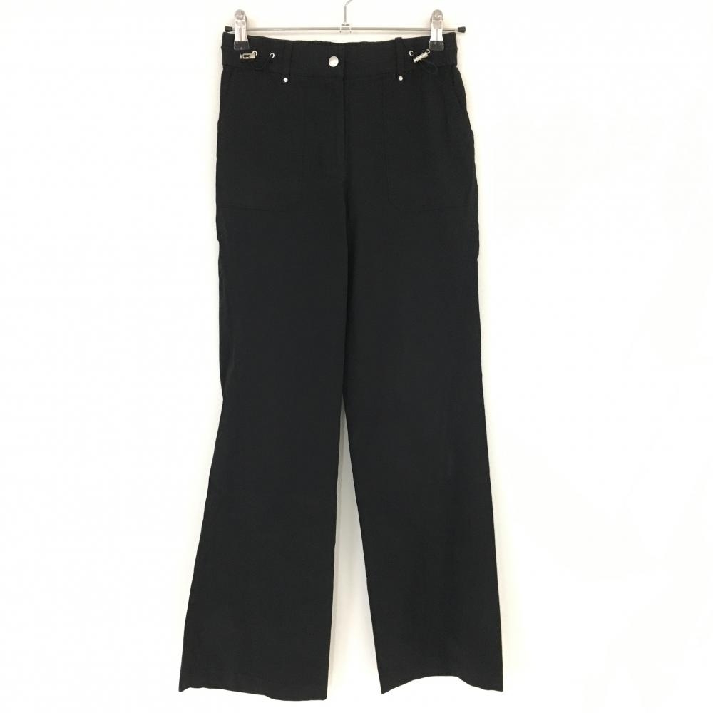 【美品】ランバンスポール パンツ 黒 ドローコード シンプル 無地 レディース 38 ゴルフウェア LANVIN SPORT