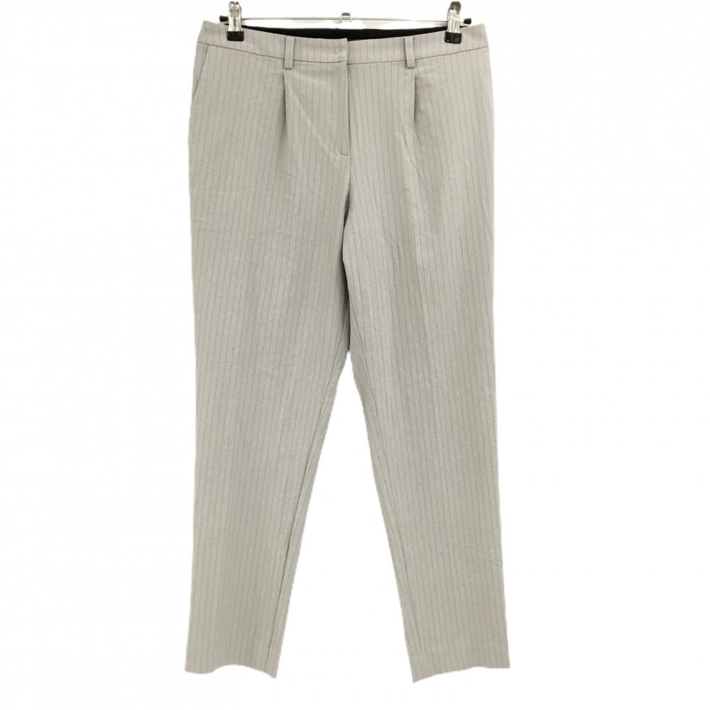 【超美品】ランバンスポール パンツ グレー×白 ストライプ ストレッチ  レディース XL ゴルフウェア LANVIN SPORT