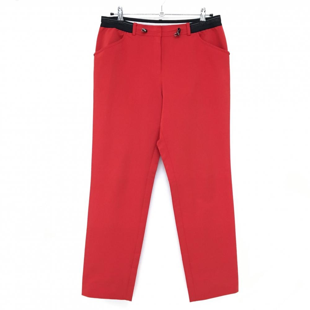 ランバンスポール パンツ レッド×黒 ウエストゴム・ドローコード ストレッチ レディース 44(XXL) ゴルフウェア LANVIN SPORT