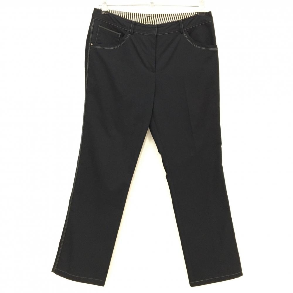 【超美品】ランバンスポール パンツ 黒×グレー ステッチ バックロゴ レディース 40(L) ゴルフウェア LANVIN SPORT