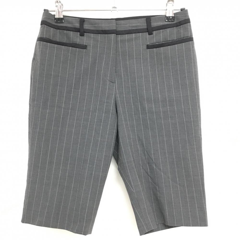 【超美品】ランバンスポール ハーフパンツ グレー×白 ピンストライプ ウール混 裏地付  レディース 38(M) ゴルフウェア LANVIN SPORT