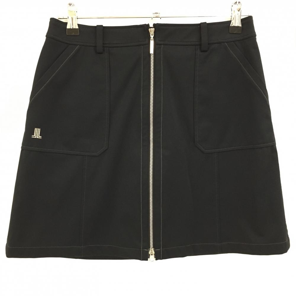 【超美品】ランバンスポール スカート 黒 メッシュ裏地 フロントフルジップ レディース 38(M) ゴルフウェア LANVIN SPORT