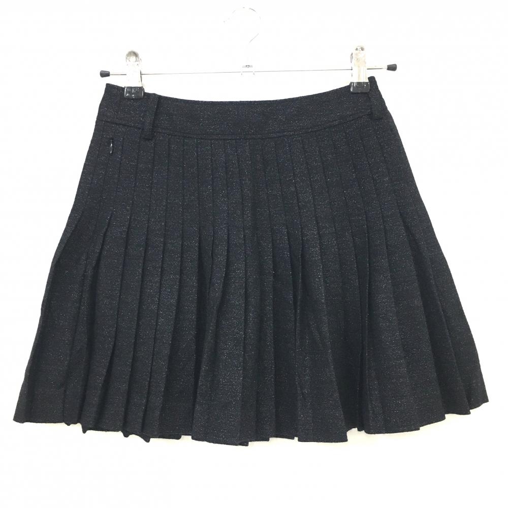 【超美品】ランバンスポール ウールスカート 黒 ラメ プリーツ レディース 36(S) ゴルフウェア LANVIN SPORT