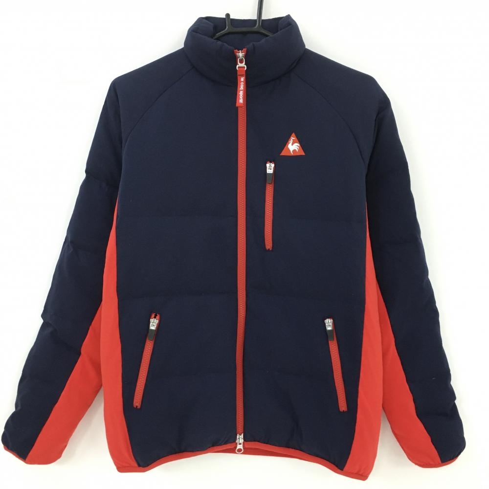 【超美品】ルコック ダウンジャケット ネイビー×レッド ダウン80％  レディース M ゴルフウェア le coq sportif