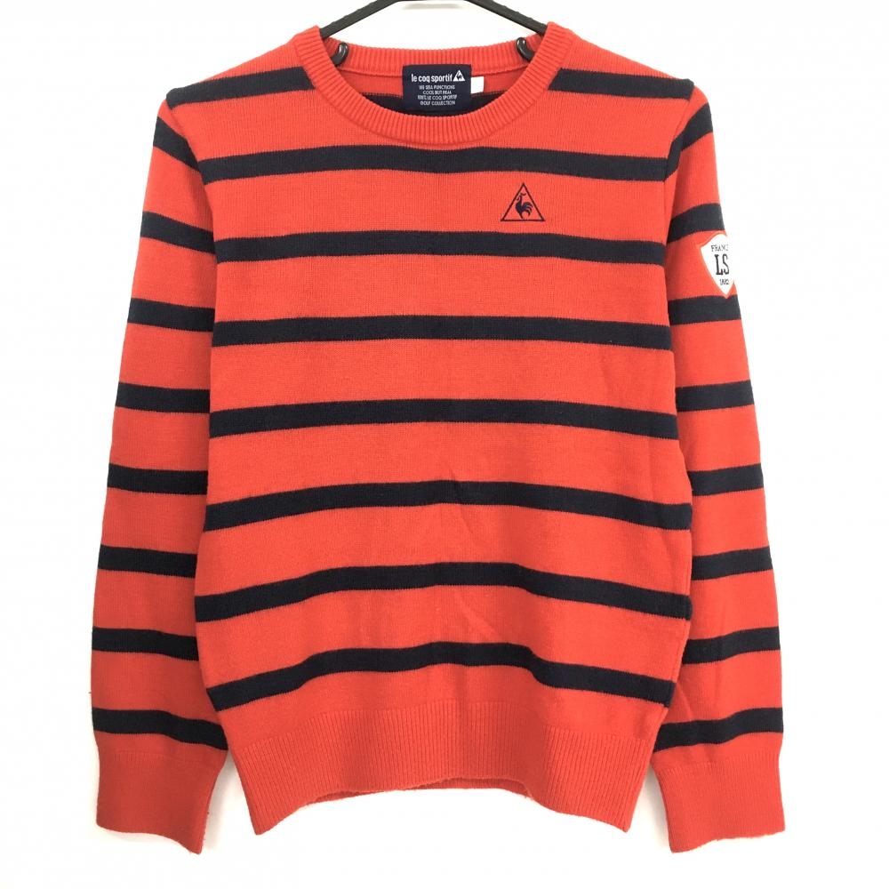 ルコックゴルフ セーター レッド×ネイビー ボーダー ニット レディース M ゴルフウェア le coq sportif