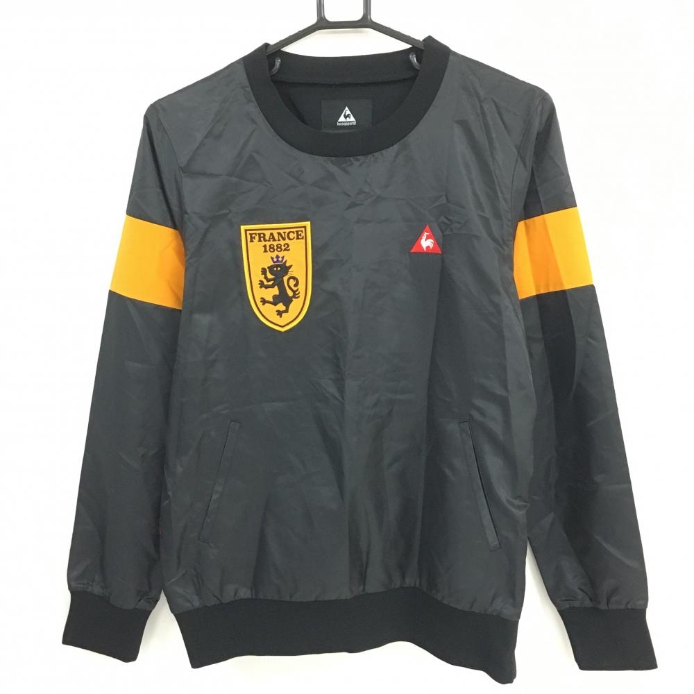 【超美品】ルコックゴルフ スニード 黒×オレンジ 袖ライン ロゴ刺しゅう ブルゾン  レディース L ゴルフウェア le coq sportif