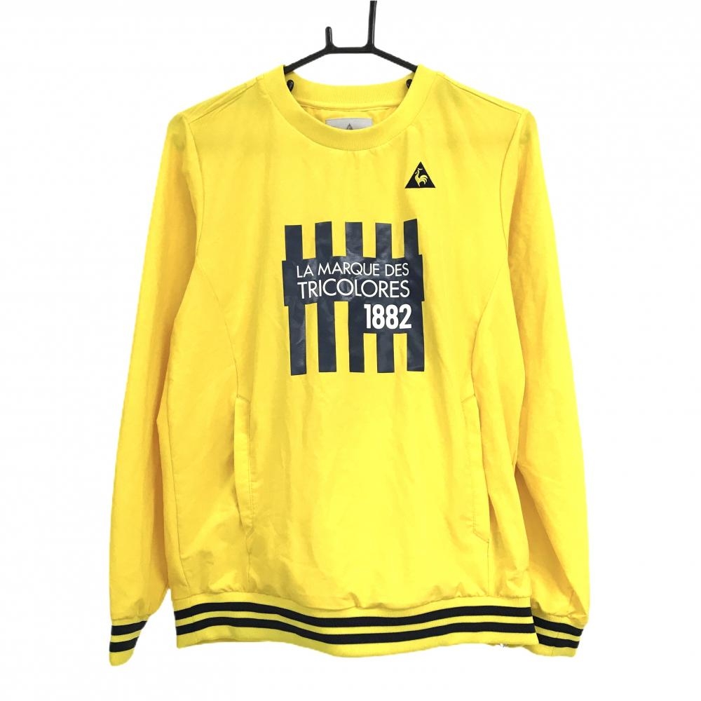 【美品】ルコックゴルフ スニード イエロー×ネイビー 薄手 ブルゾン 袖口・裾ライン  レディース M ゴルフウェア le coq sportif