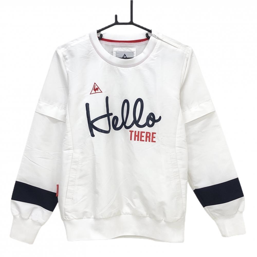 【美品】ルコックゴルフ 2WAYスニード 白×ネイビー フロントロゴ  レディース L ゴルフウェア le coq sportif