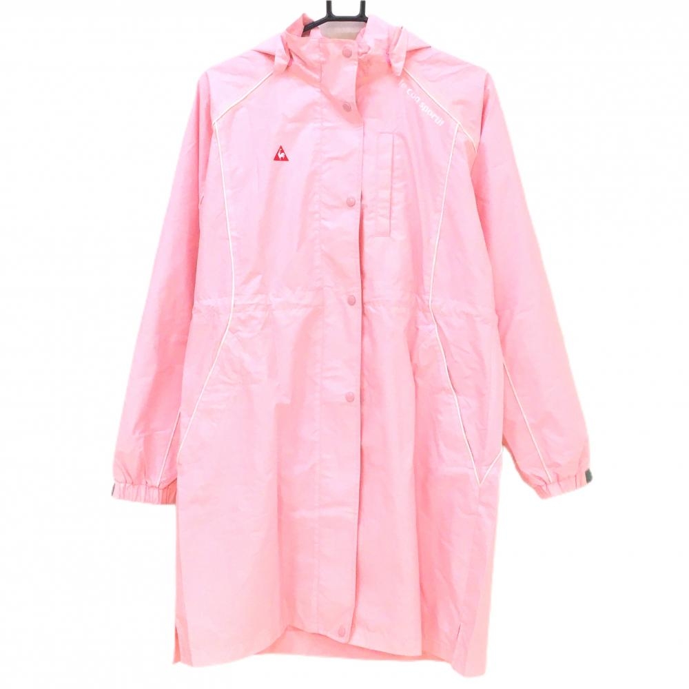 ルコック 2WAYレインワンピース ライトピンク フード着脱可　収納袋 レディース L ゴルフウェア le coq sportif