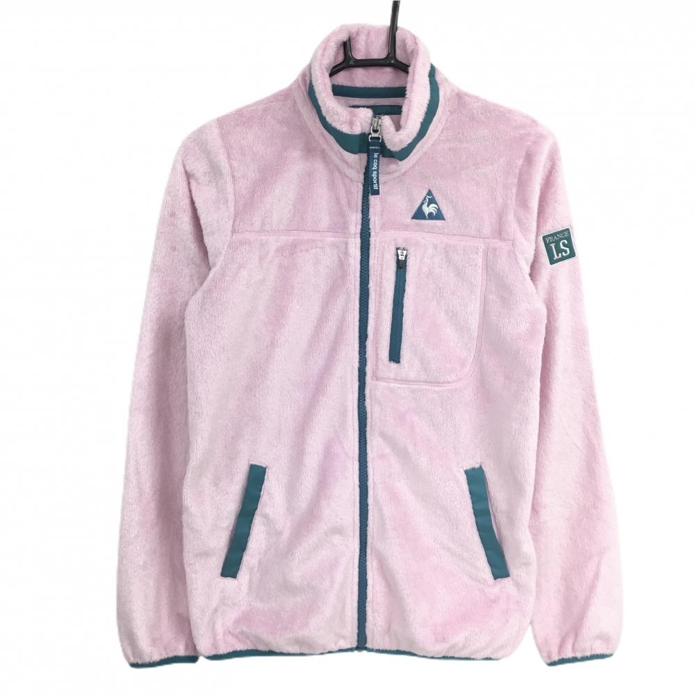 【美品】ルコック ジャケット ピンク×グリーン フリース 起毛  レディース L ゴルフウェア le coq sportif