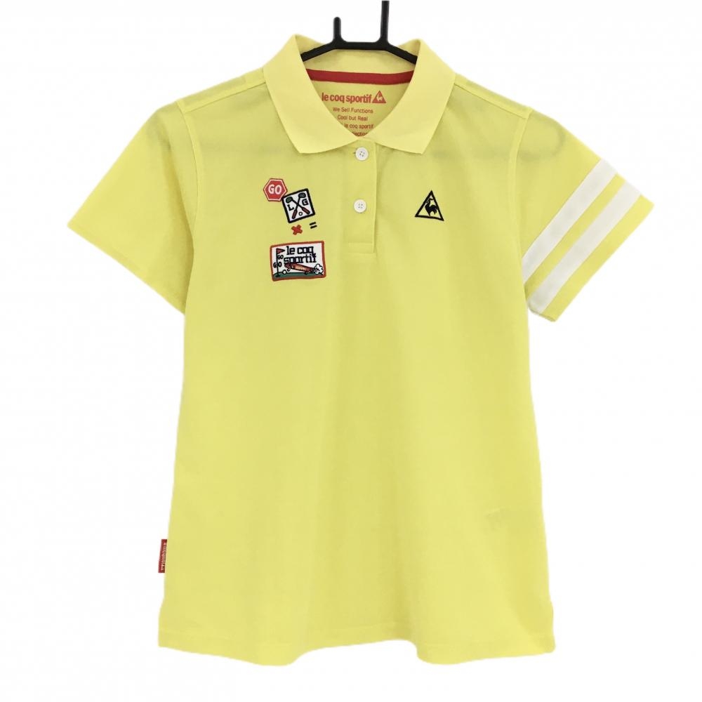 ルコック 半袖ポロシャツ イエロー 袖ライン  レディース LL ゴルフウェア le coq sportif