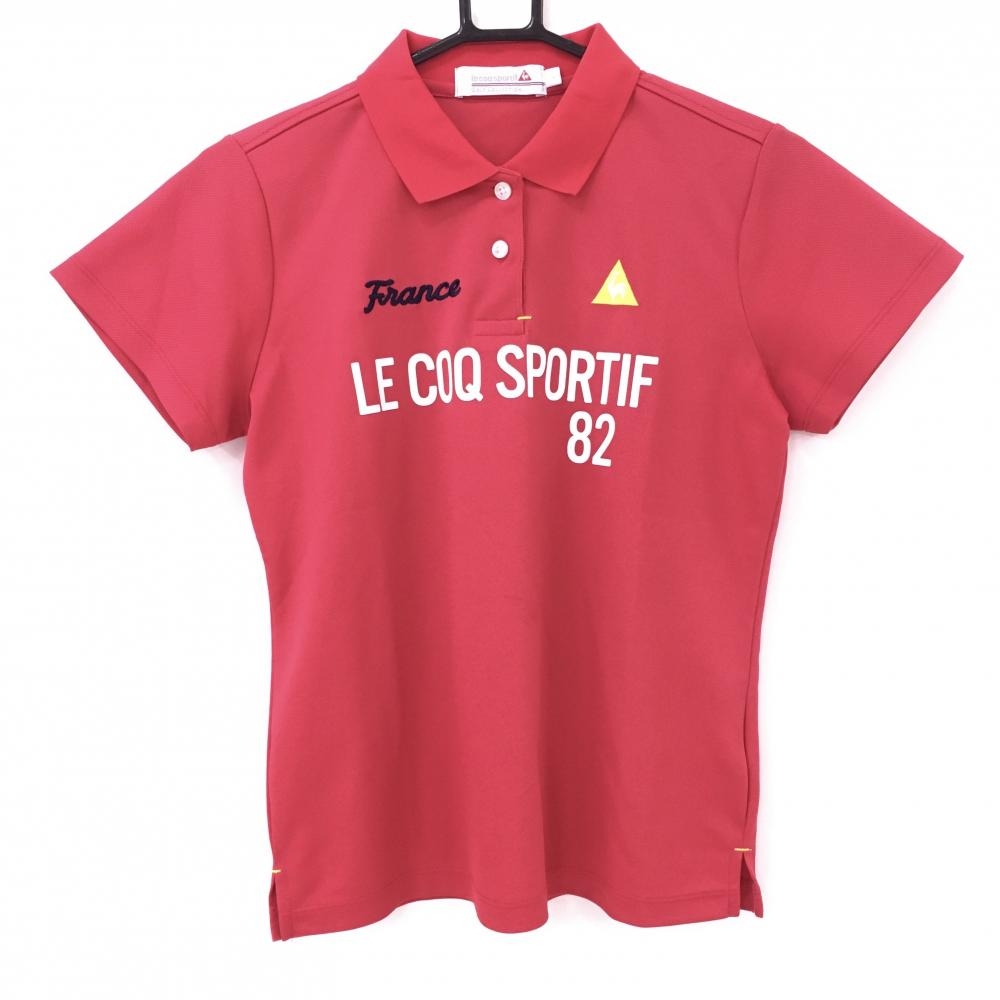 【美品】ルコックゴルフ 半袖ポロシャツ レッド フロントロゴ  レディース L ゴルフウェア le coq sportif