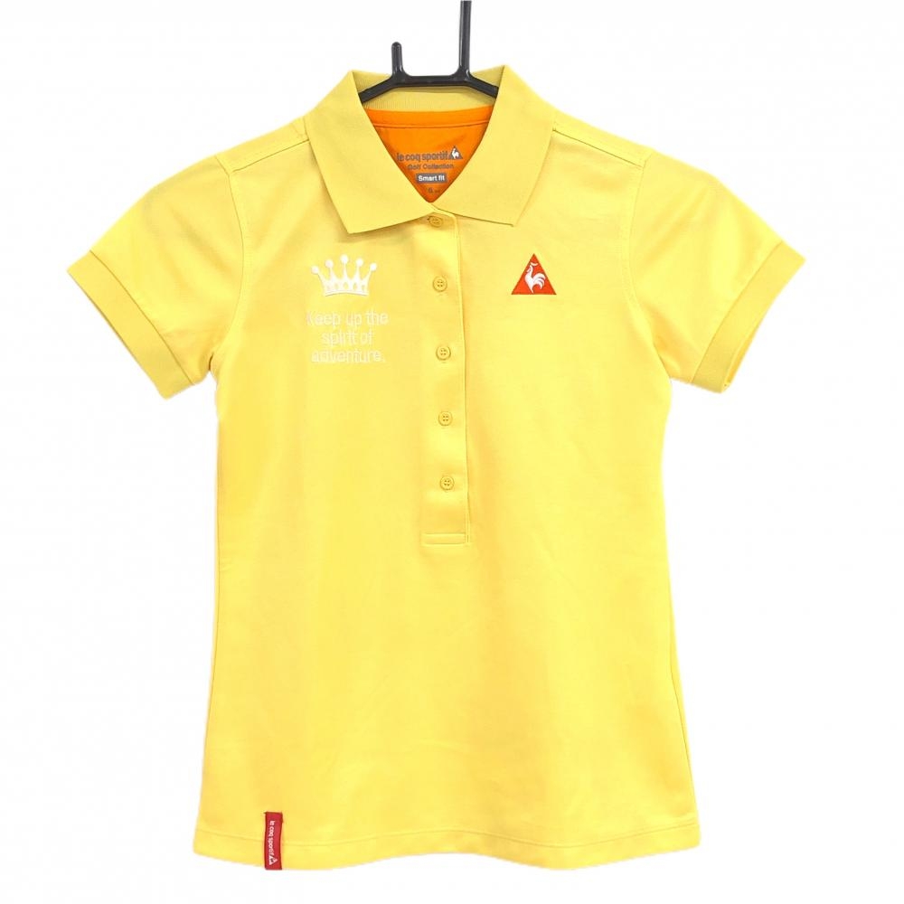 【超美品】ルコックゴルフ 半袖ポロシャツ イエロー ロゴ刺しゅう レディース S ゴルフウェア le coq sportif
